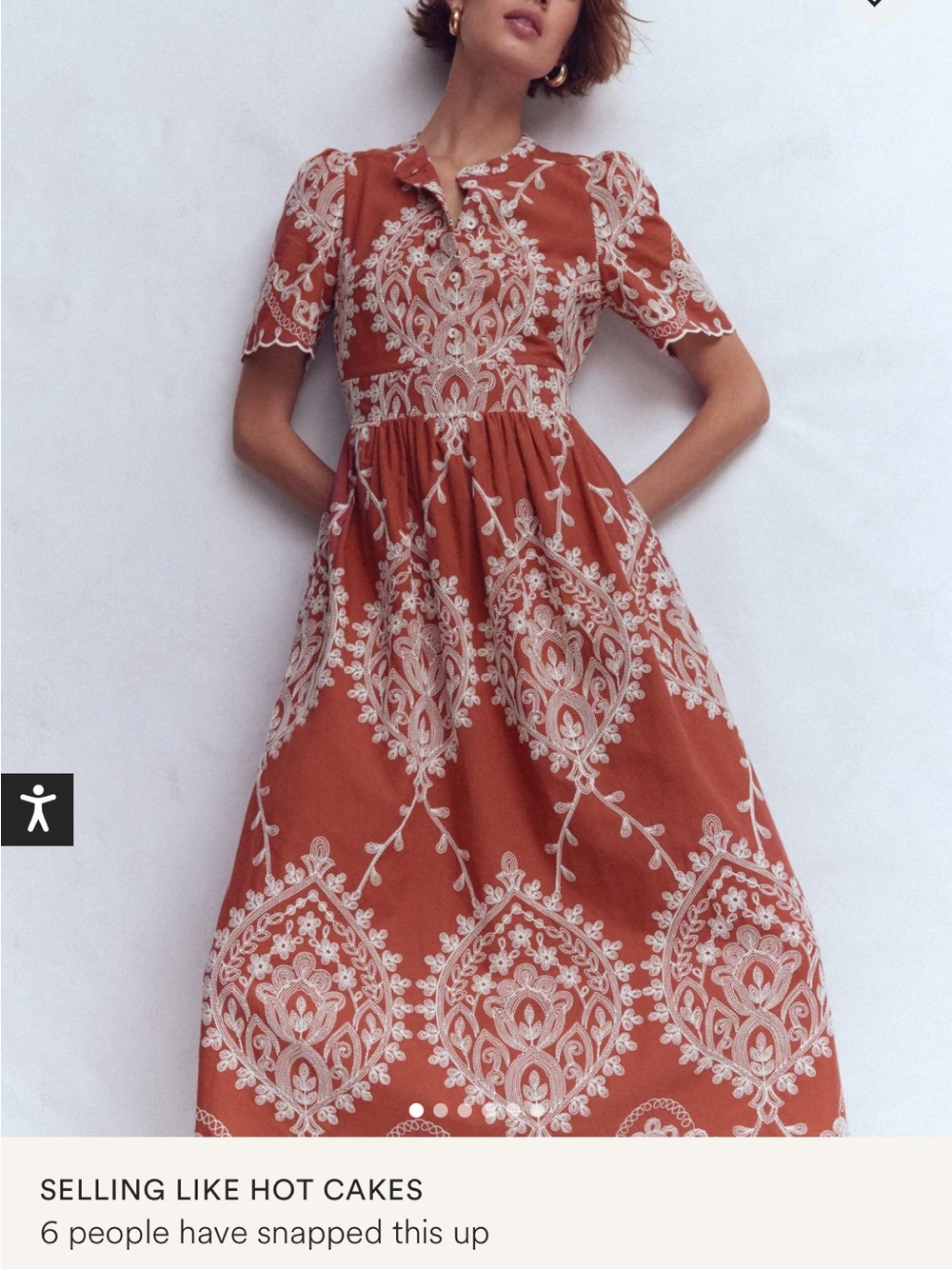 Boden Terracotta Embroidered Midi Dress - Picture 2 of 4